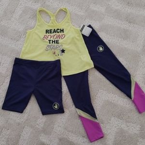 NWT Girls 3 piece athletic set size 6x.